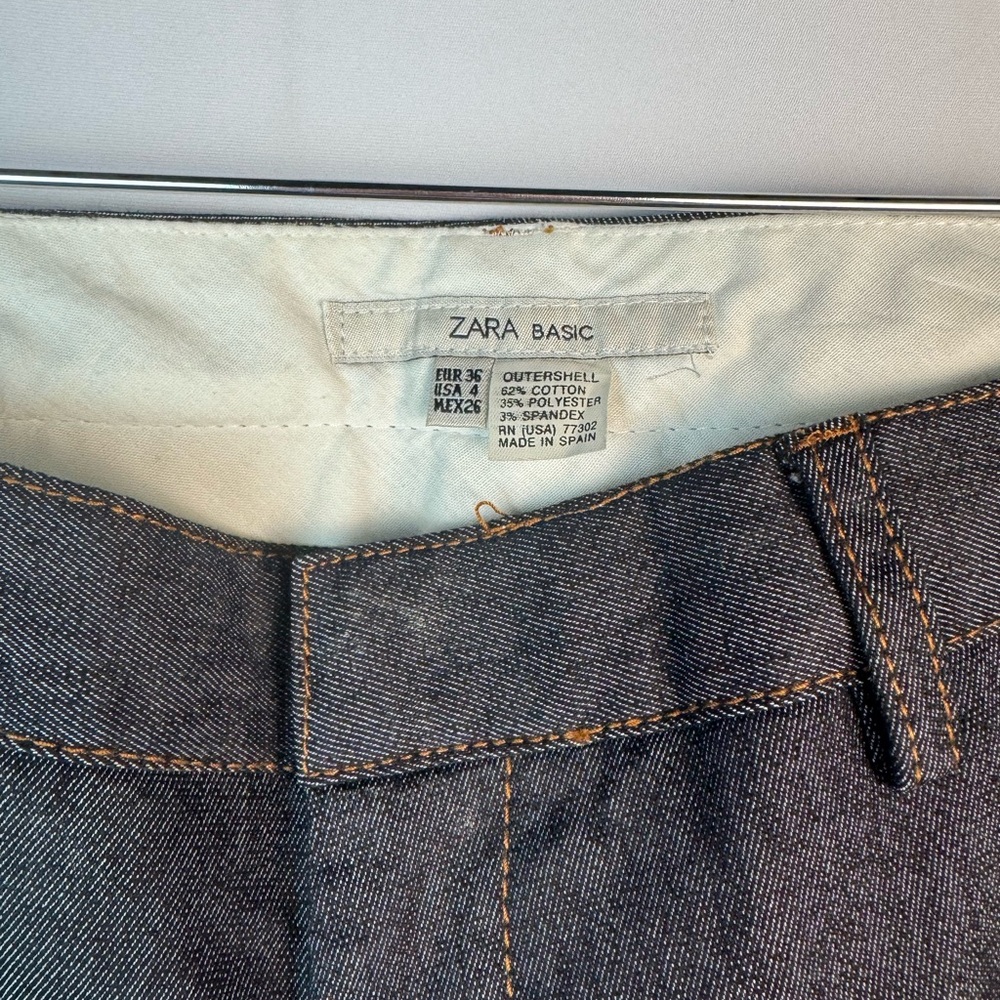 Zara Basic Dark Denim Flared Pants - image 2